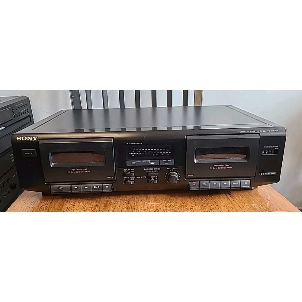 Vintage 1996 Sony TC-WE305 black dual deck cassette tape player /recorder tested